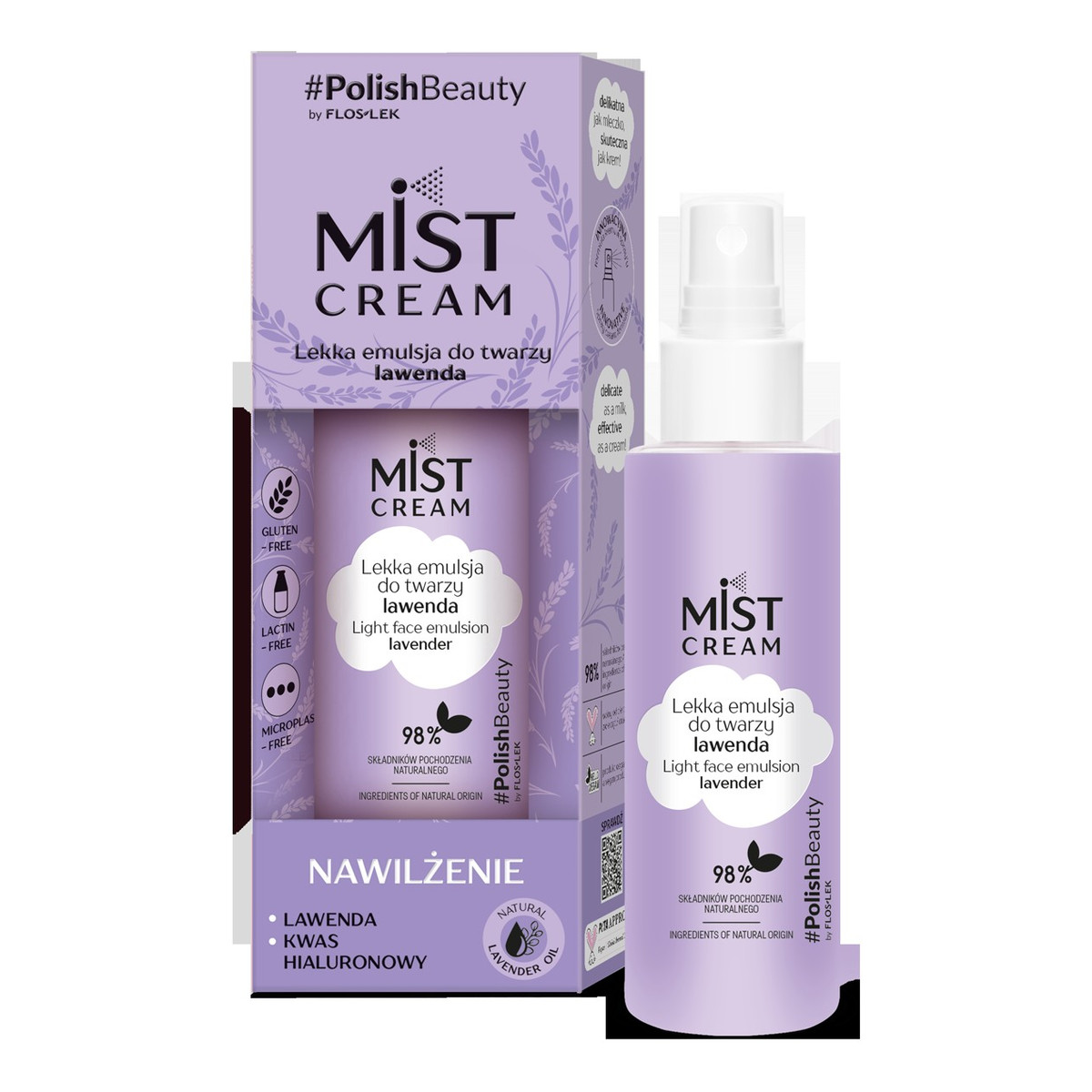 FlosLek Lavender Mist Cream Lekka emulsja mgiełka do twarzy lawenda nawilżenie 110ml