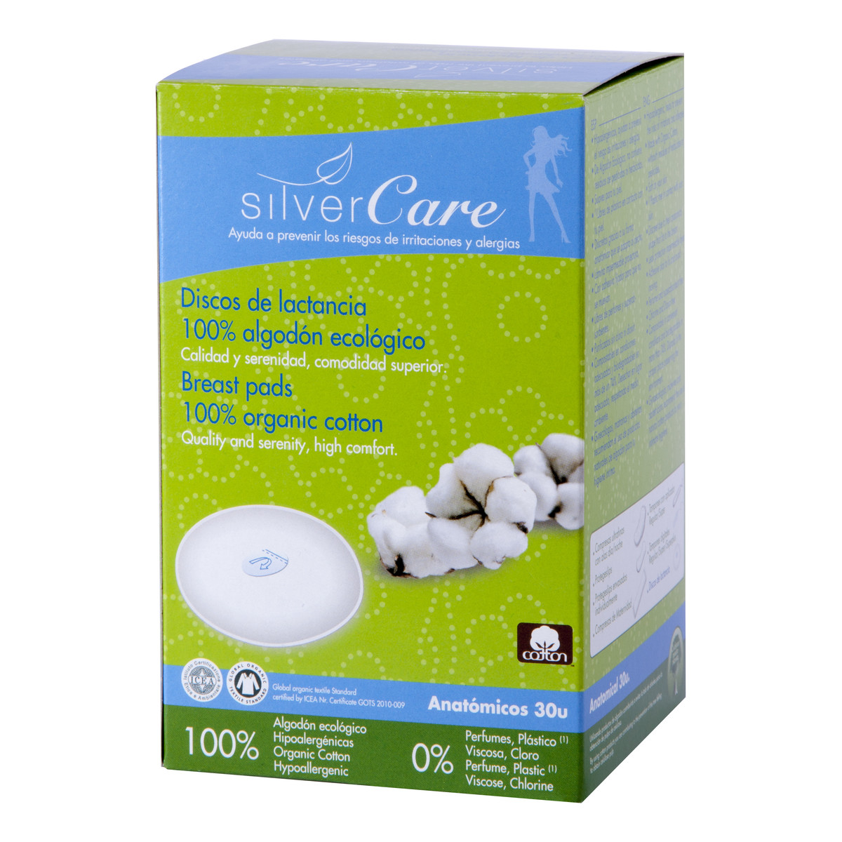 MASMI Silver Care Wkładki laktacyjne 100% bawełny organicznej 30szt