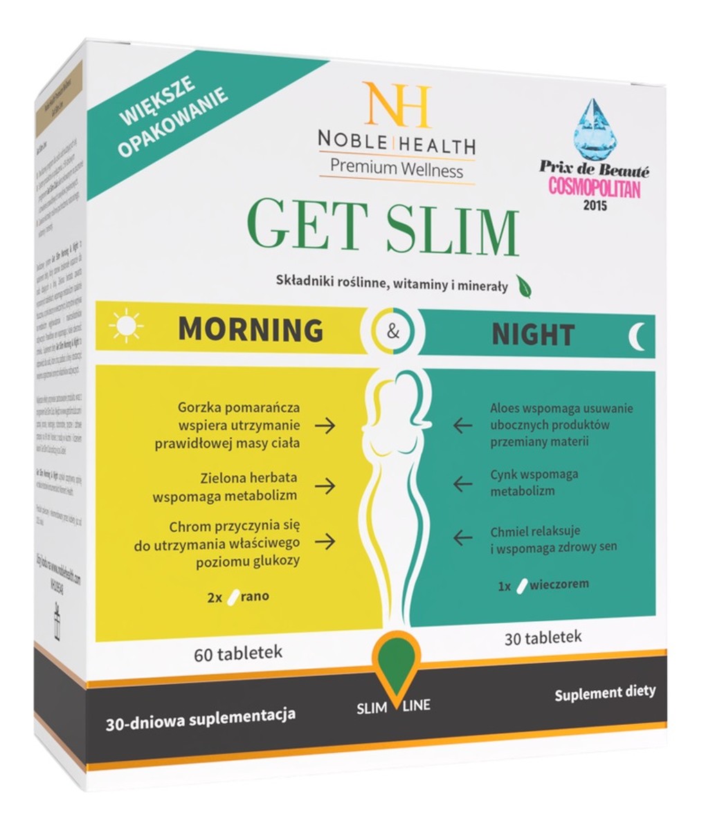 Get Slim Morning & Night dwufazowy program odchudzający 90 tabletek