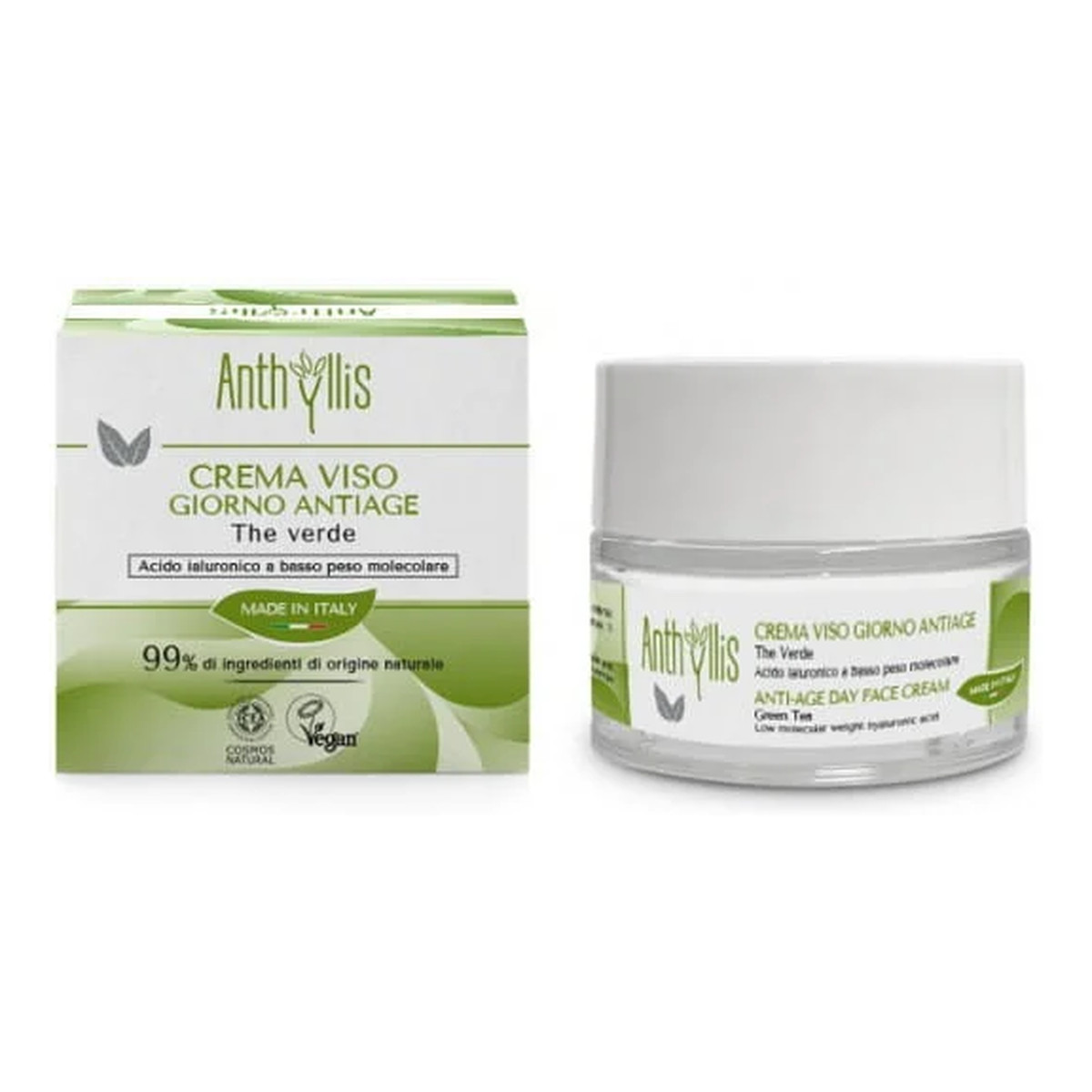 Anthyllis Kremy do twarzy anti-age zielona herbata kwas hialuronowy na dzień + na noc 2x50ml