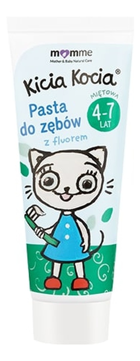 Mother & Baby Natural Care Kicia Kocia pasta do zębów z fluorem 4-7 Lata Mięta