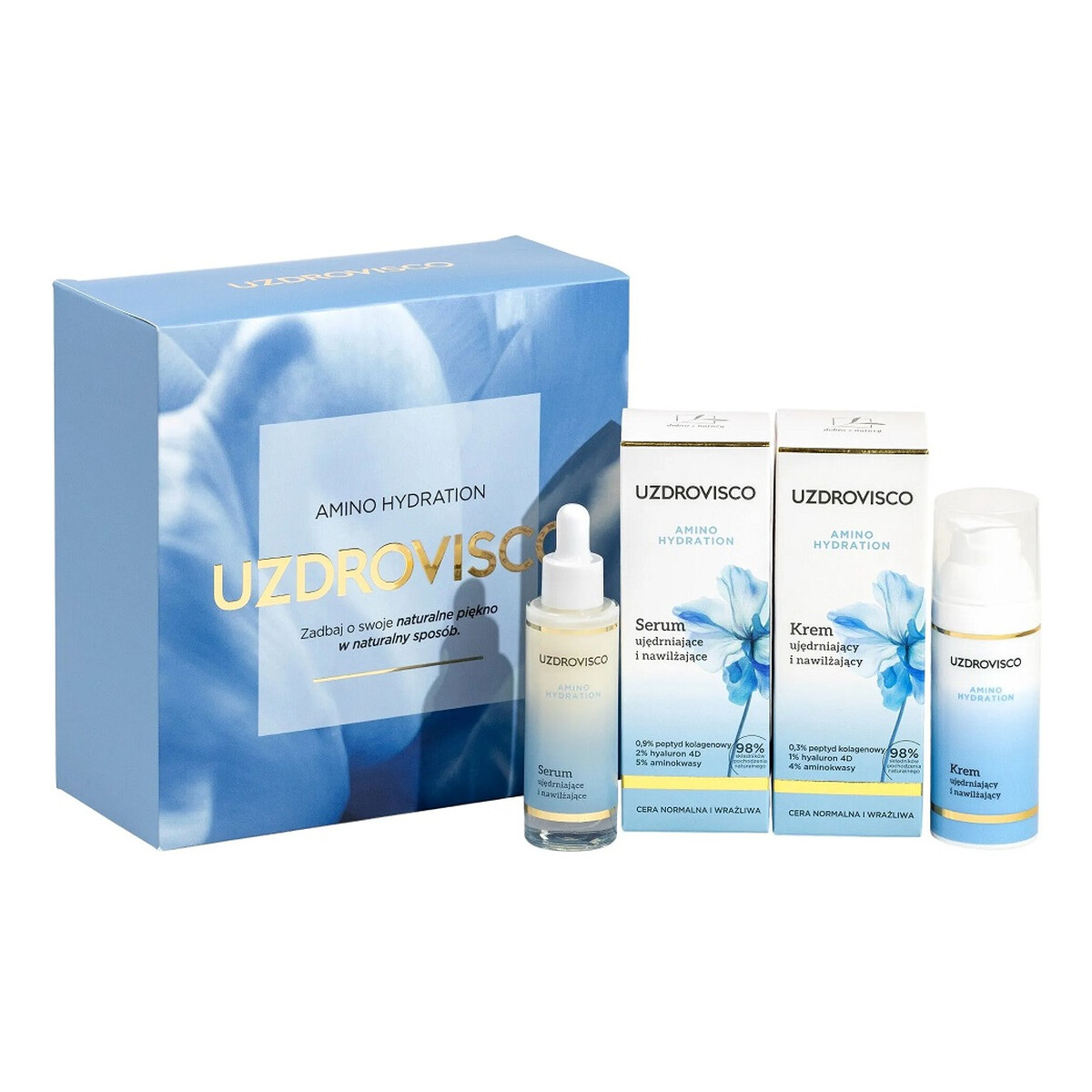 Uzdrovisco Amino Hydration Zestaw krem ujędrniający 50ml + serum ujędrniające 30ml