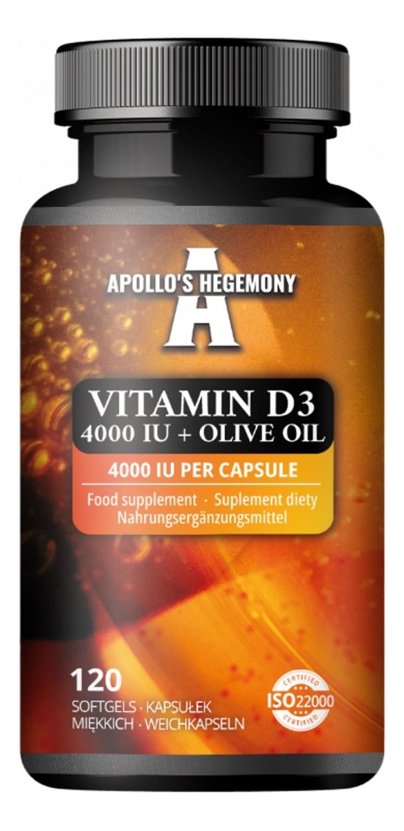 Vitamin D3 4000 IU + Olive Oil suplement diety 120 Kapsułek