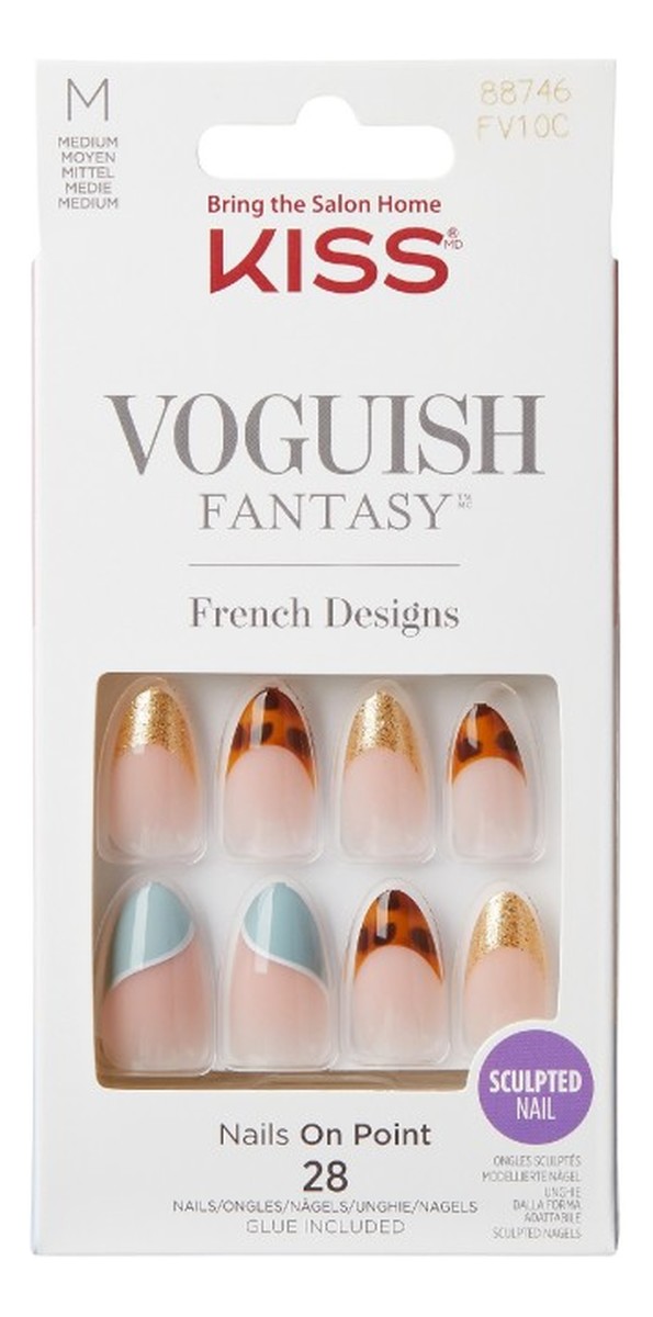 Sztuczne paznokcie na klej Voguish Fantasy French Charmante Medium Almond Shape