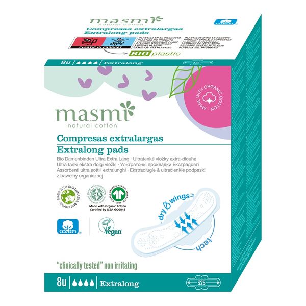 MASMI Natural cotton ekstradługie podpaski z organicznej bawełny 8szt
