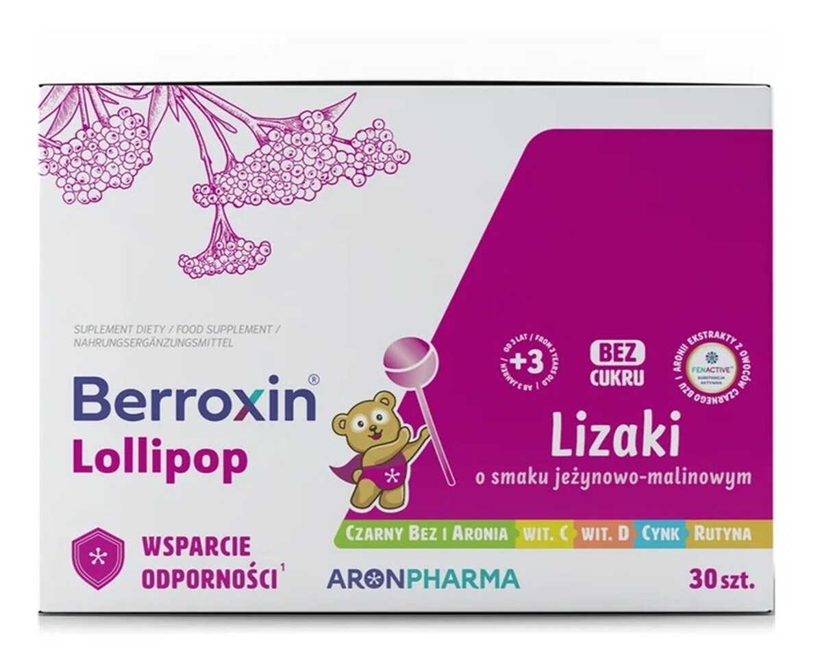 Berroxin lollipop box suplement diety w postaci lizaków dla dzieci 30szt.