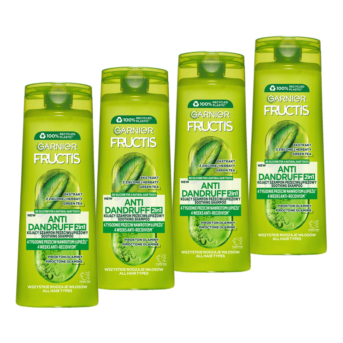 Garnier Fructis Anti Dandruff 2w1 Kojący szampon przeciwłupieżowy 4x400ml