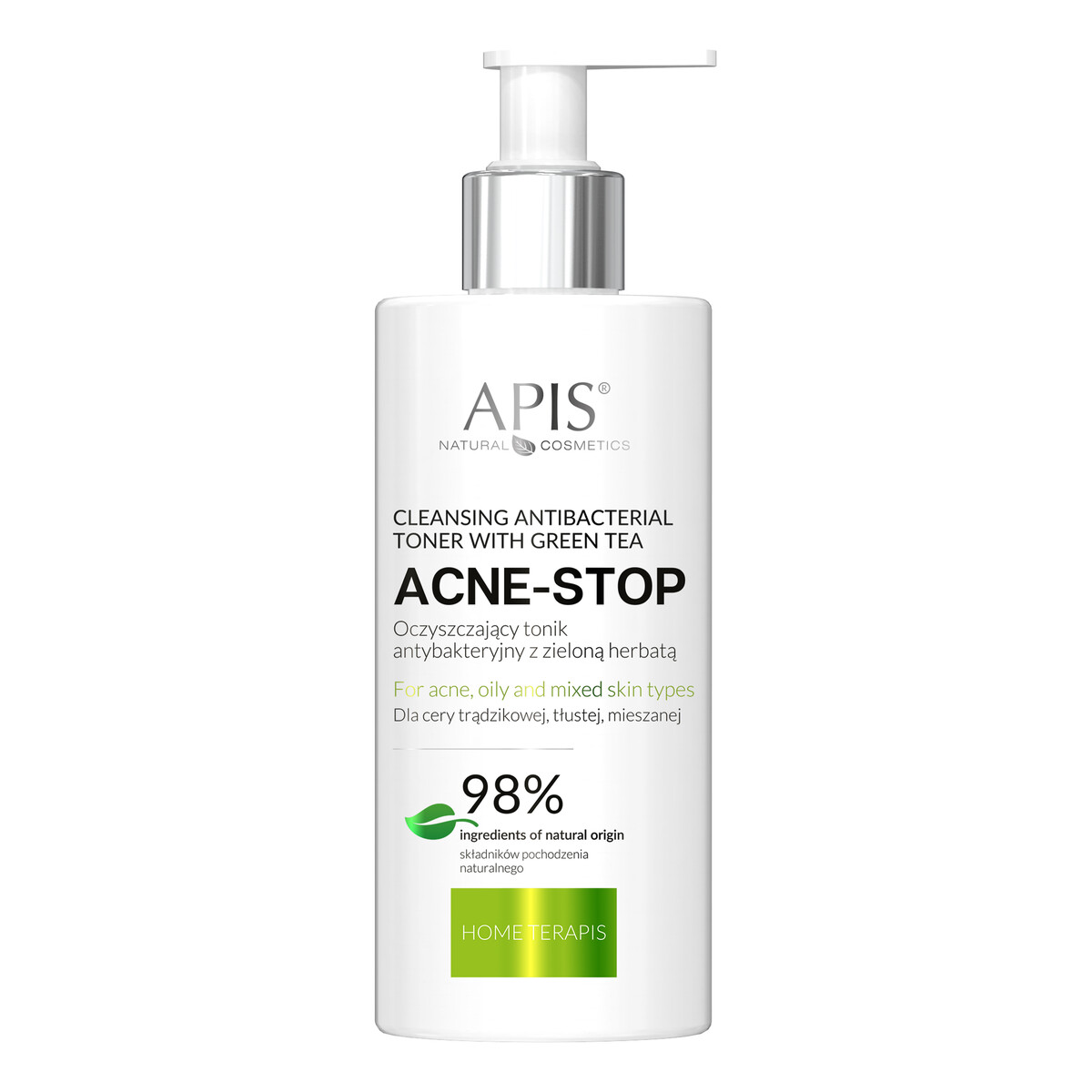 Apis Acne-stop cleansing antibacterial toner oczyszczający tonik antybakteryjny z zieloną herbatą 300ml