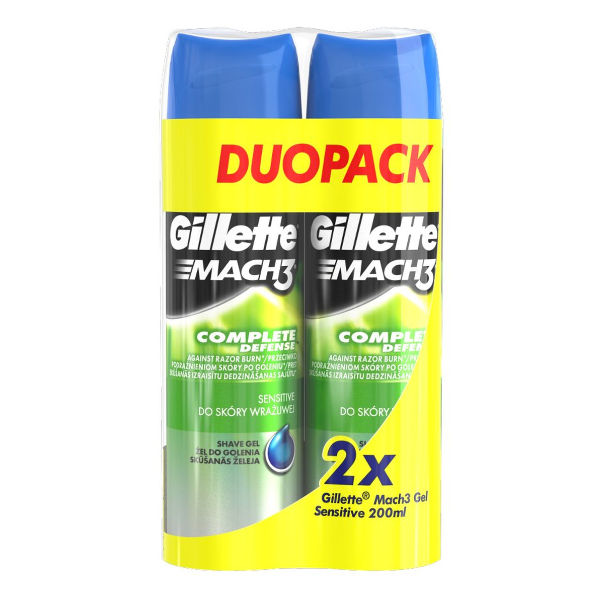 Gillette Mach3 Complete Defense Sensitive Żel Do Golenia Dla Mężczyzn 2x200 ml 400ml