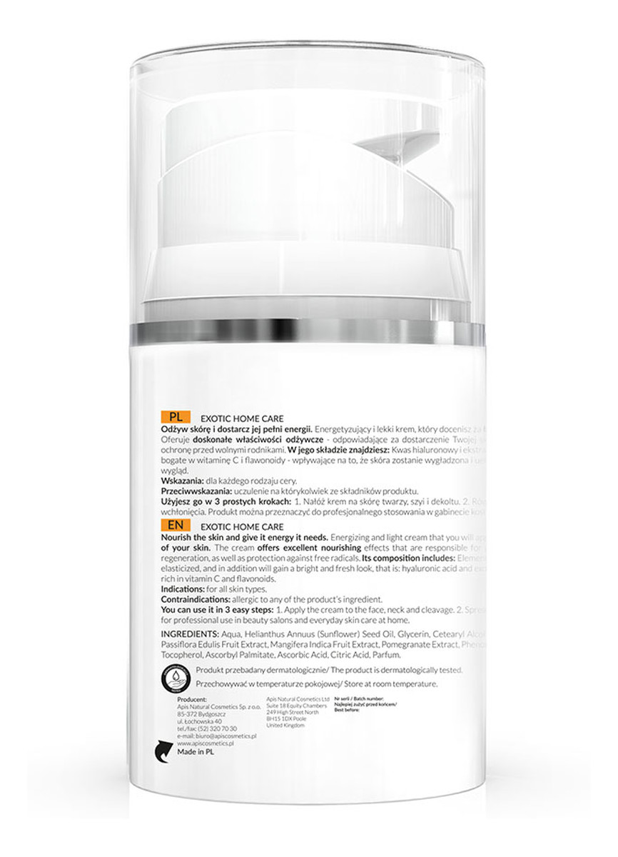 Egzotyczny krem witalizujący do twarzy