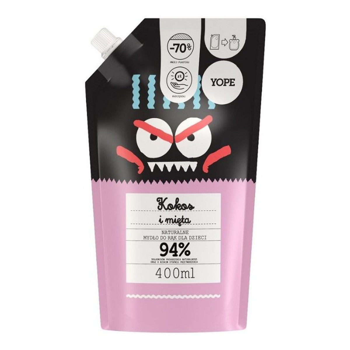 Yope Naturalne mydło do rąk dla dzieci Kokos i Mięta zapas refill 400ml