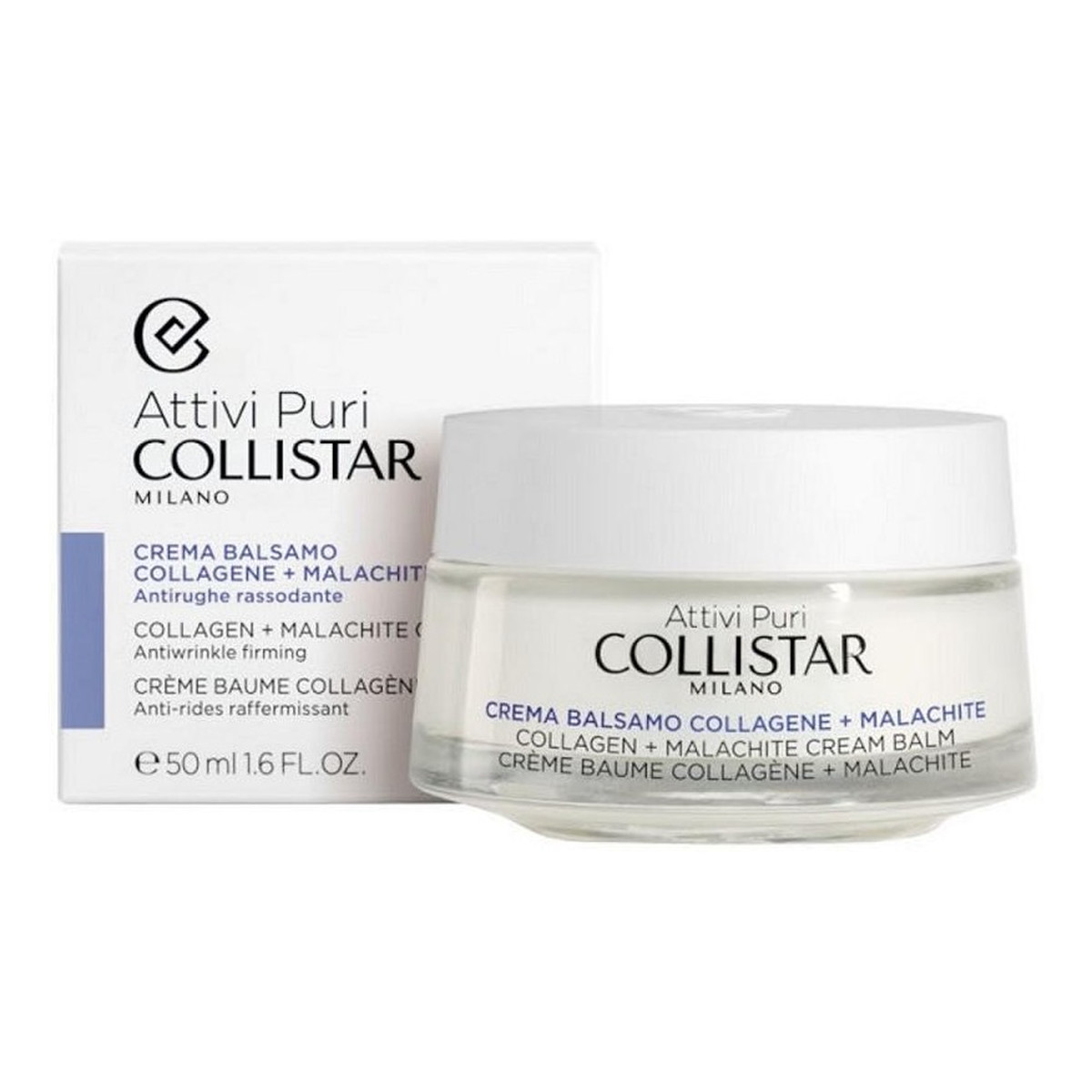 Collistar Attivi Puri Collagen + Malachite Cream Balm Przeciwzmarszczkowy krem-balsam do twarzy z kolagenem i malachitem 50ml