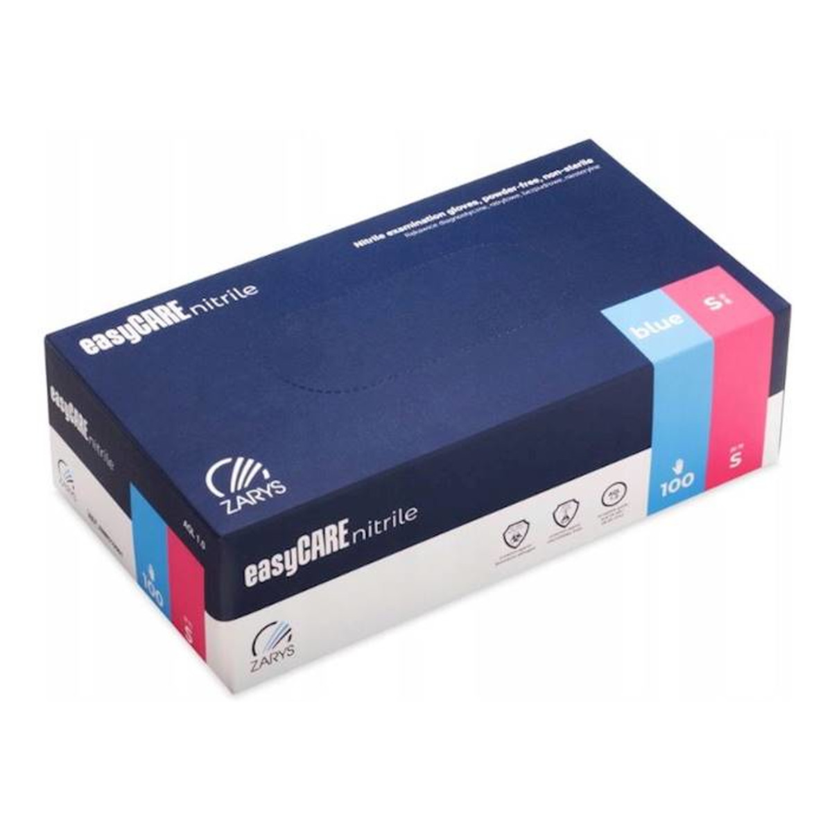 Zarys EasyCare Nitrile Rękawice diagnostyczne Nitrylowe bezpudrowe niesterylne niebieskie S 100szt.
