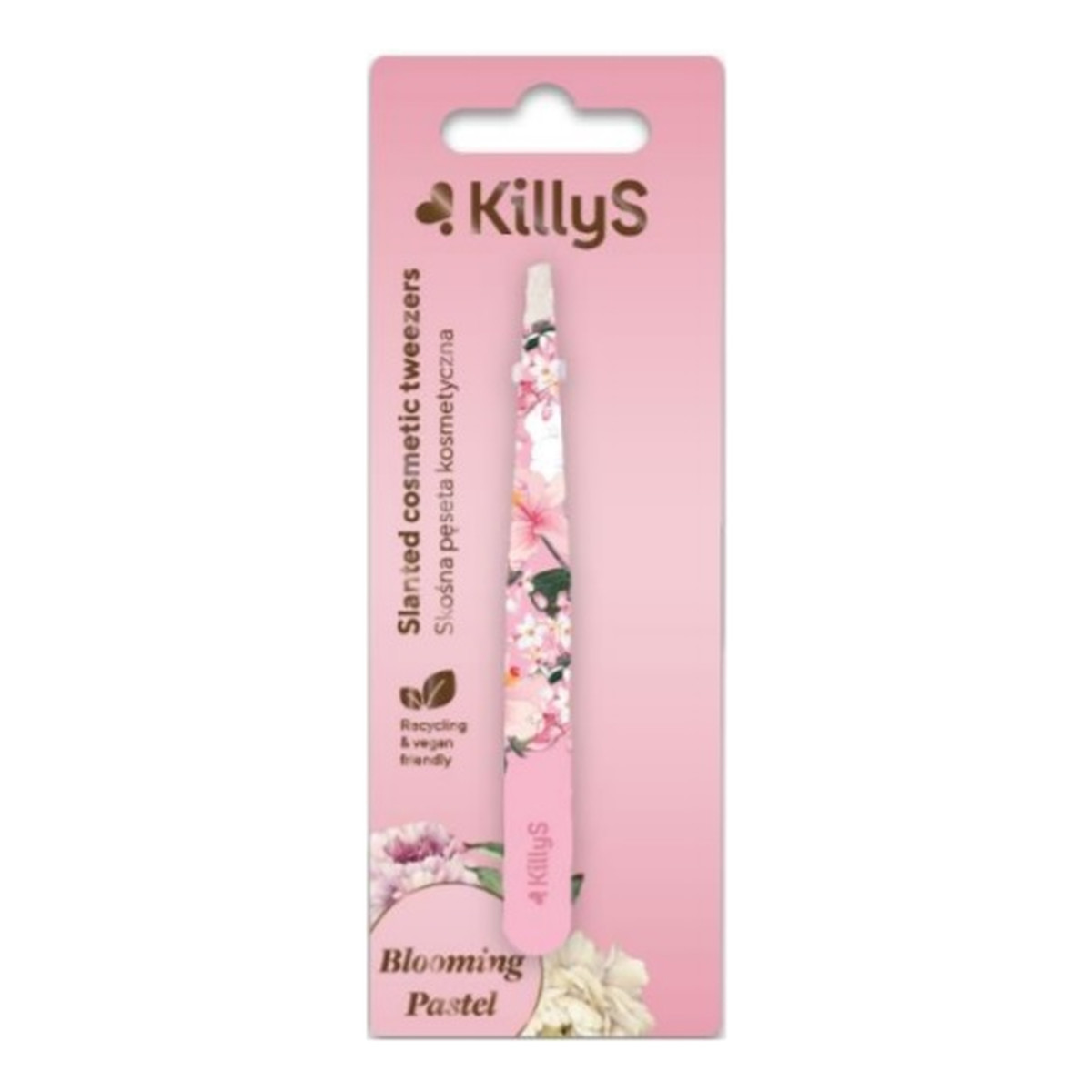 KillyS Blooming pastel slanted cosmetic tweezers skośna prosta pęseta kosmetyczna