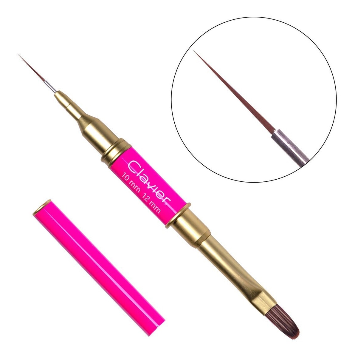 Dwustronny pędzelek do zdobień i żelu 12 Magenta