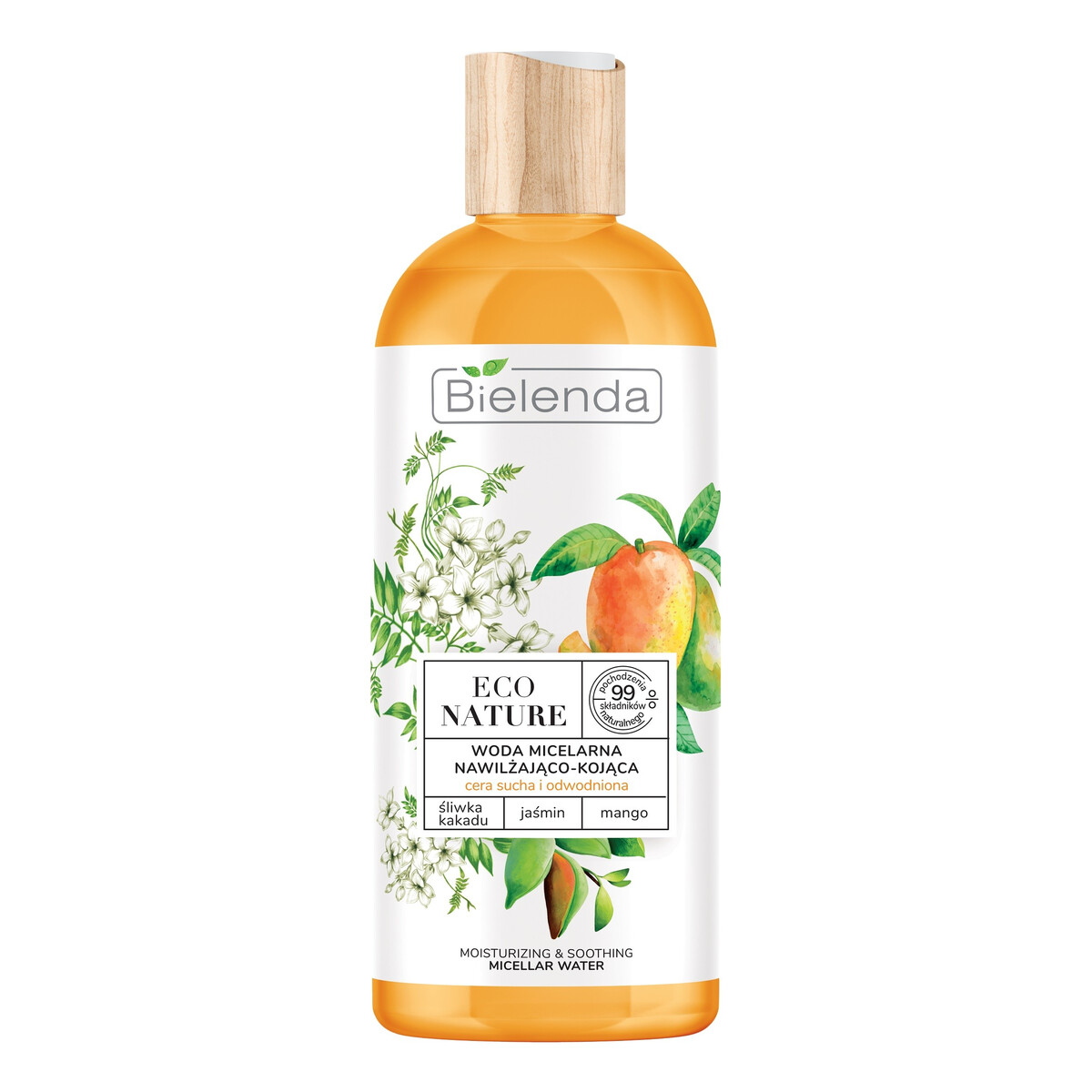 Bielenda Eco Nature Woda micelarna nawilżająco-kojąca - Śliwka Kakadu & Jaśmin & Mango 500ml
