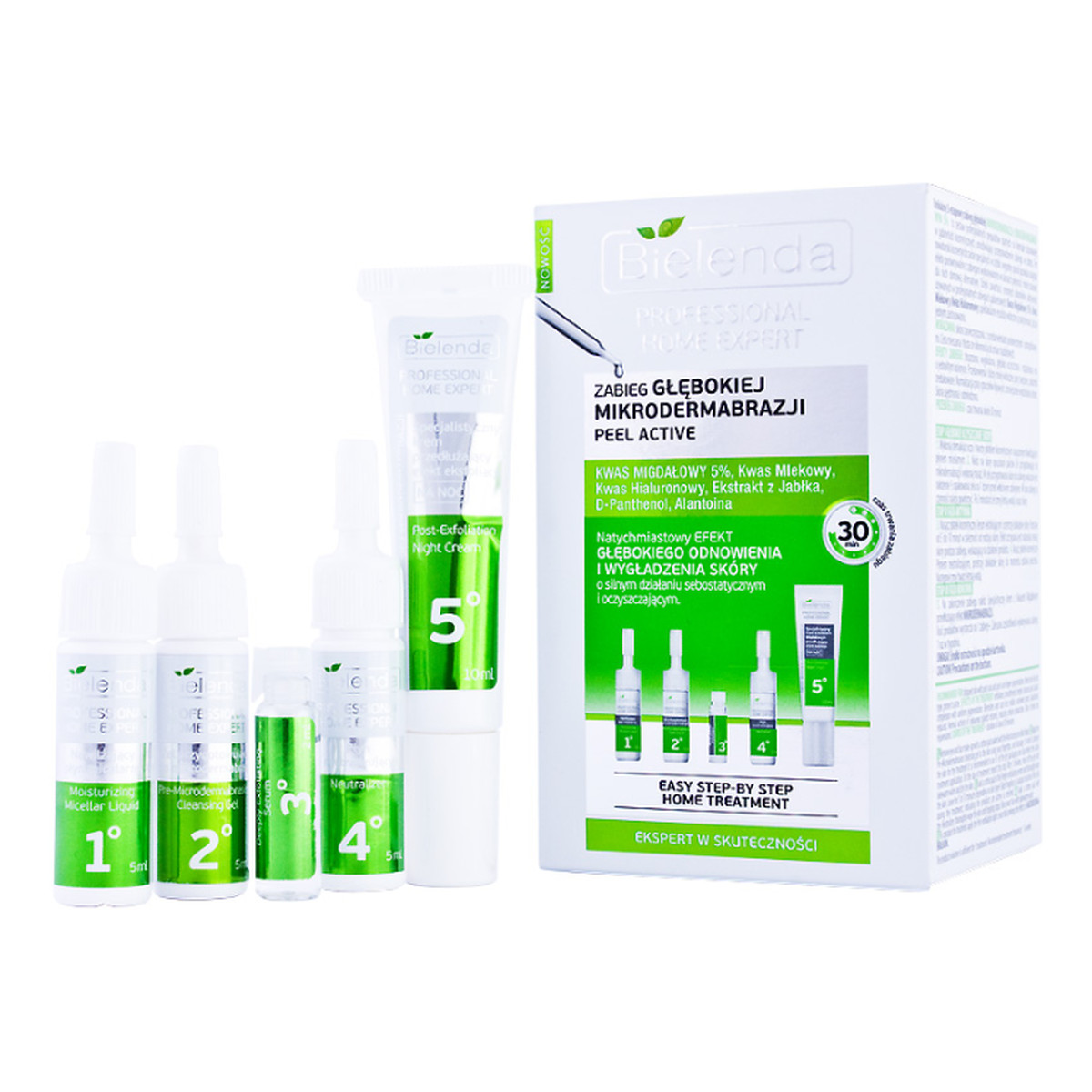 Bielenda Professional Home Expert Peel-Active Zabieg Głębokiej Mikrodermabrazji Zestaw Do Twarzy 5 Etapów 27ml