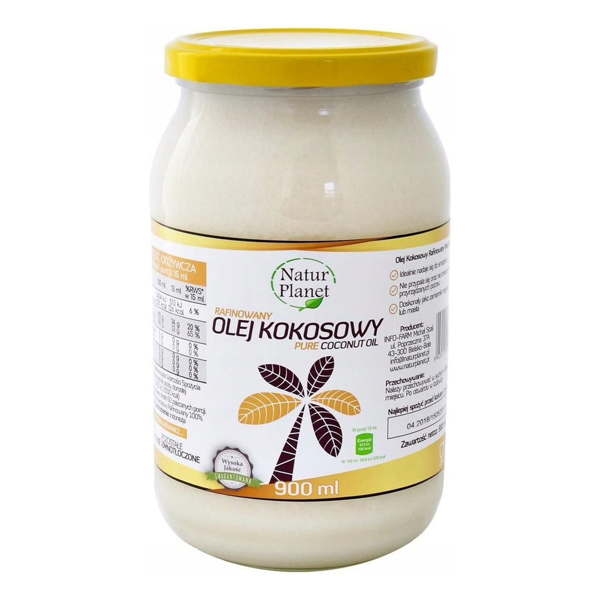 Natur Planet Olej Kokosowy rafinowany 900ml