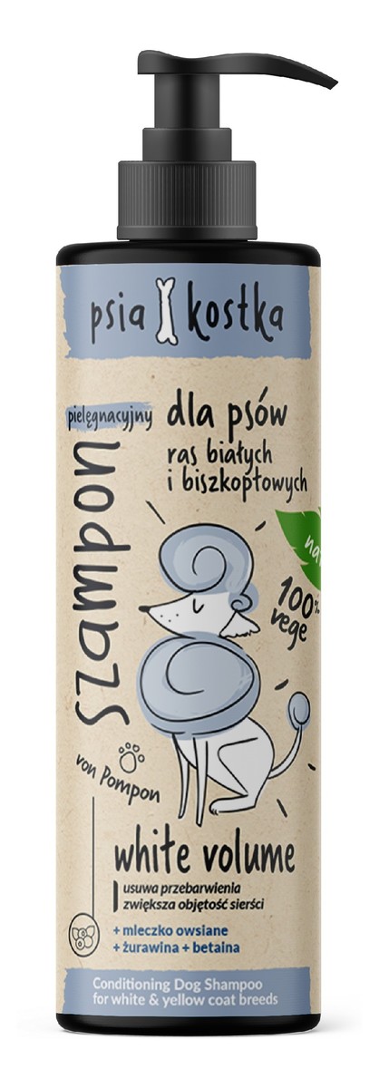 Pielęgnacyjny Szampon "von Pompon" dla psów ras białych i biszkoptowych - White Volume