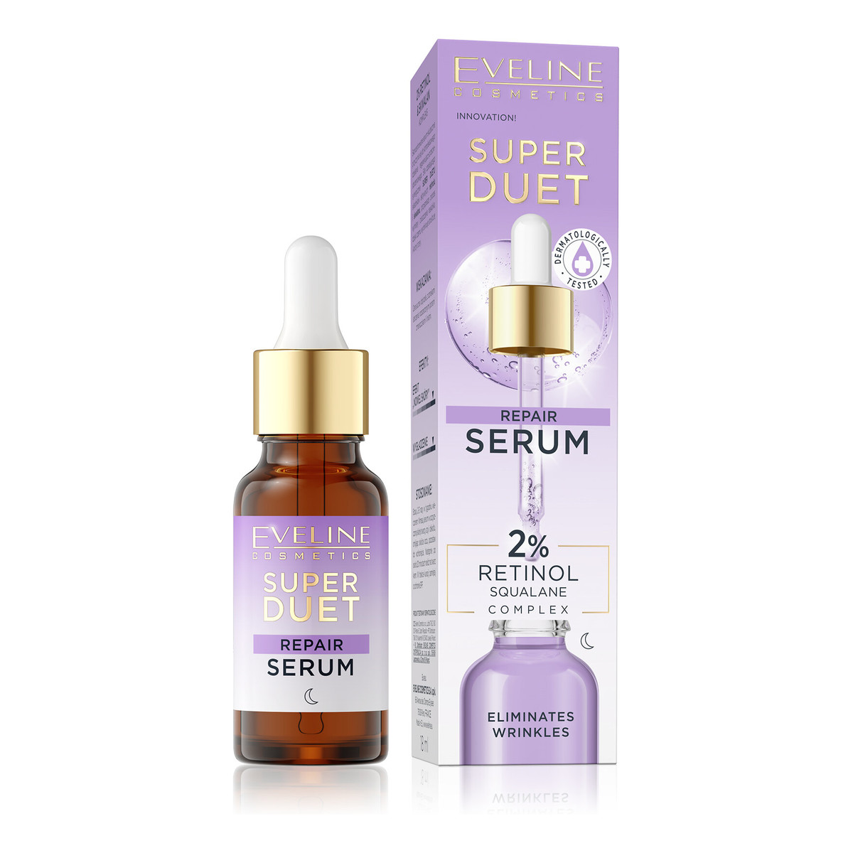 Eveline Super Duet Repair Skoncentrowane Ssrum naprawcze z 2% Retinolem i Compleksem Skwalanu 18ml