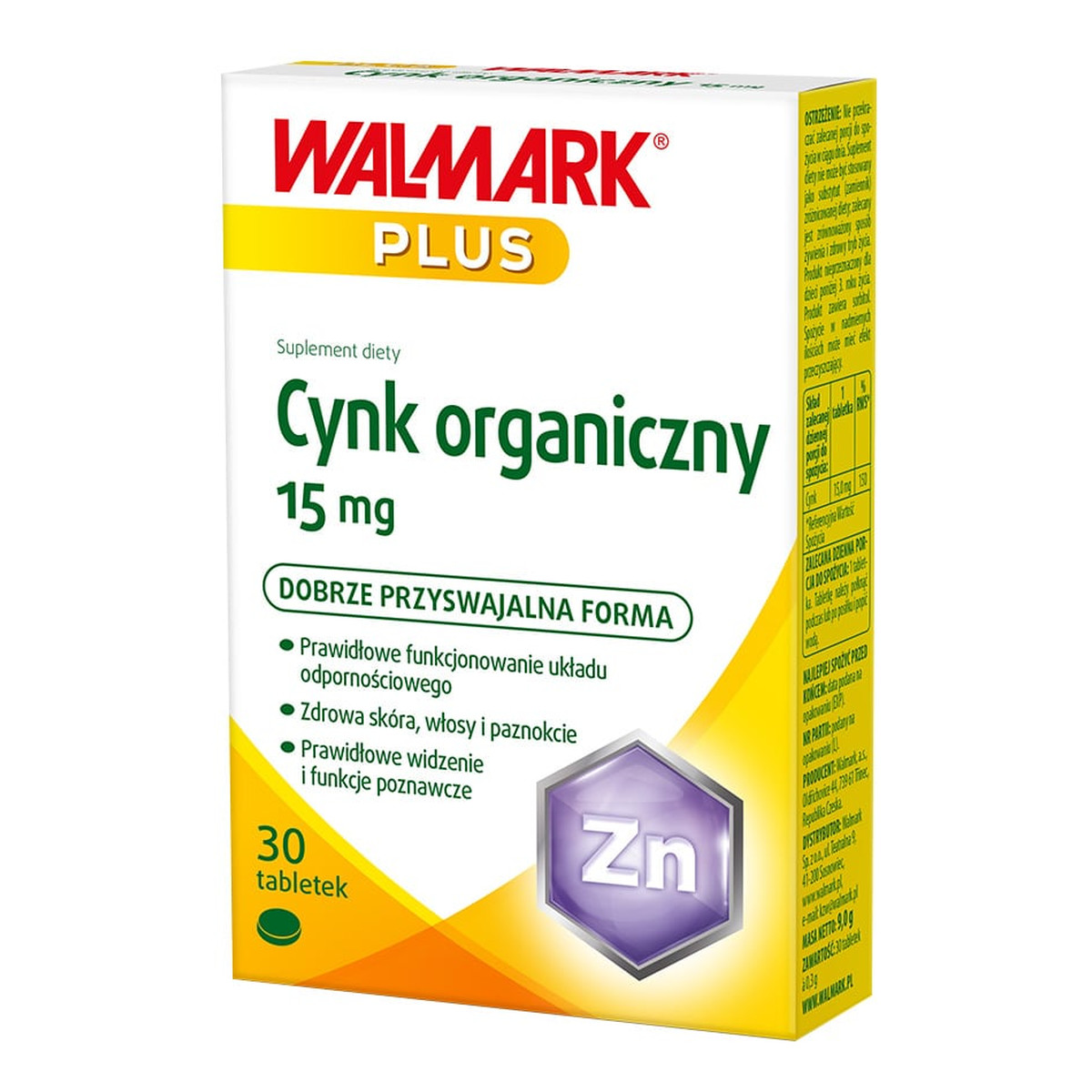 Walmark Cynk organiczny suplement diety 30 Tabletek 15mg