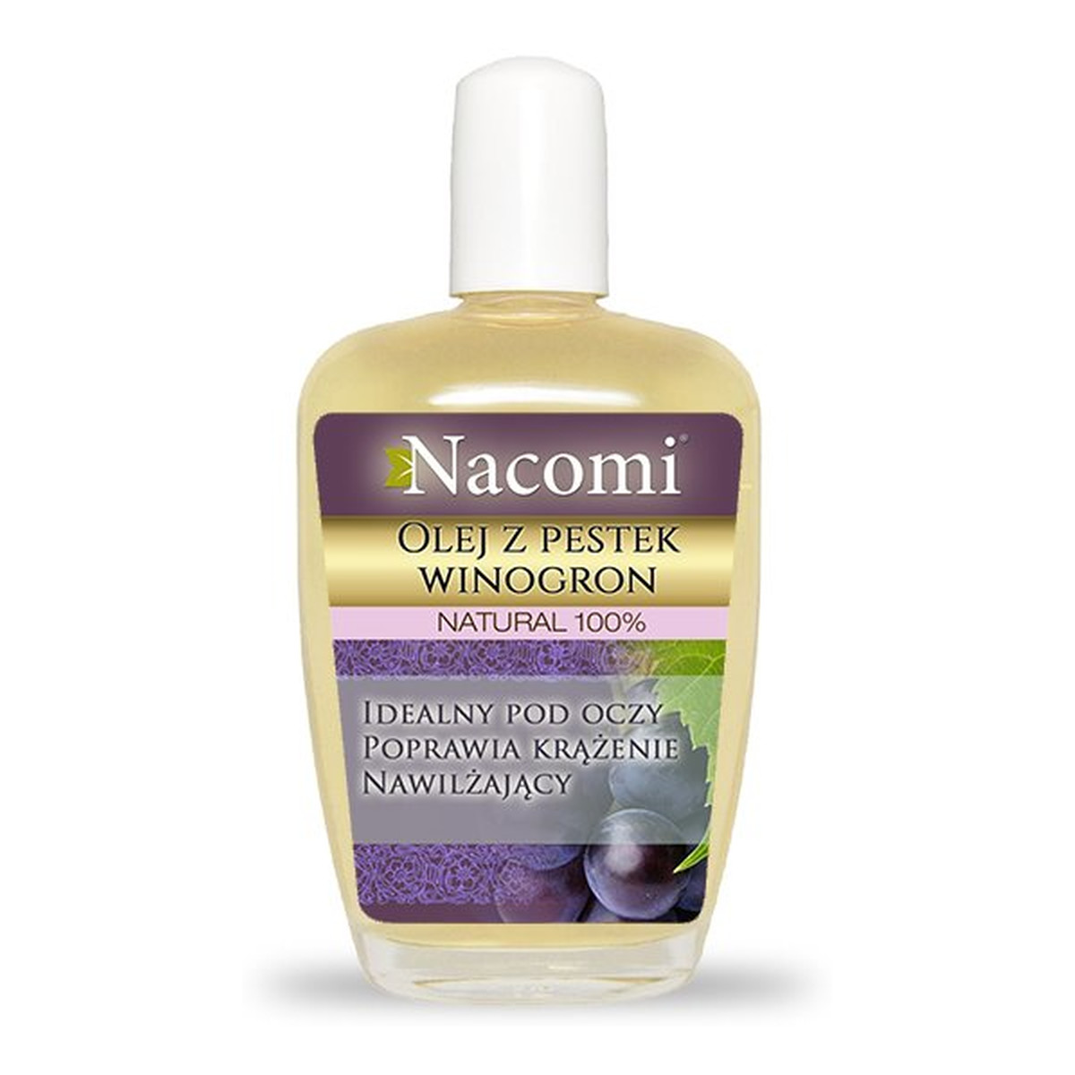 Nacomi Rafinowany Natural 100% Olej z Pestek Winogron Idealny pod oczy Poprawia krążenie Nawilża 50ml