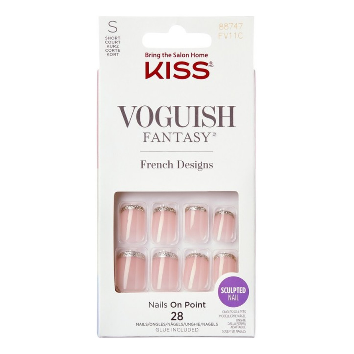 Kiss Sztuczne Paznokcie Voguish Fantasy - French Designs (rozmiar S) 28szt.
