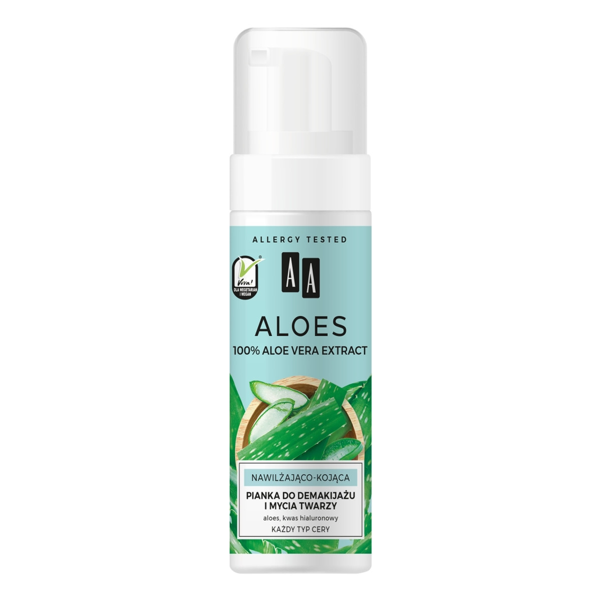 AA Aloes 100% Aloe Vera Extract Pianka do demakijażu i mycia twarzy nawilżająco - kojąca 150ml