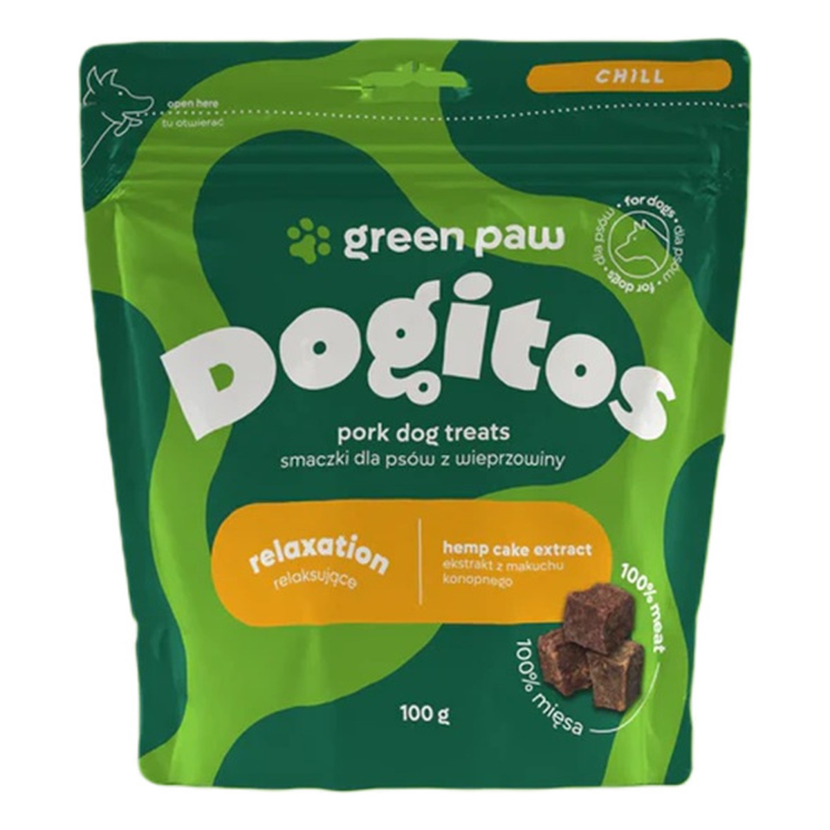 Green Paw Dogitos Relaxation smaczki relaksujące Wieprzowina 100g