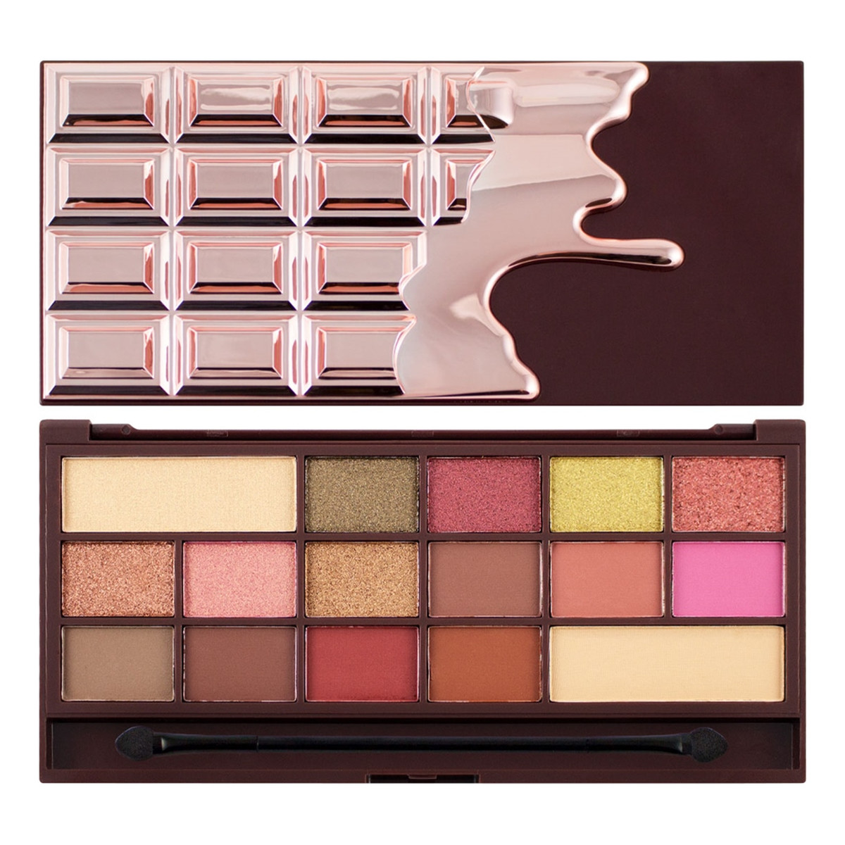 Makeup Revolution I Heart Revolution Chocolate paletka cieni do powiek 16 kolorów Rose Gold