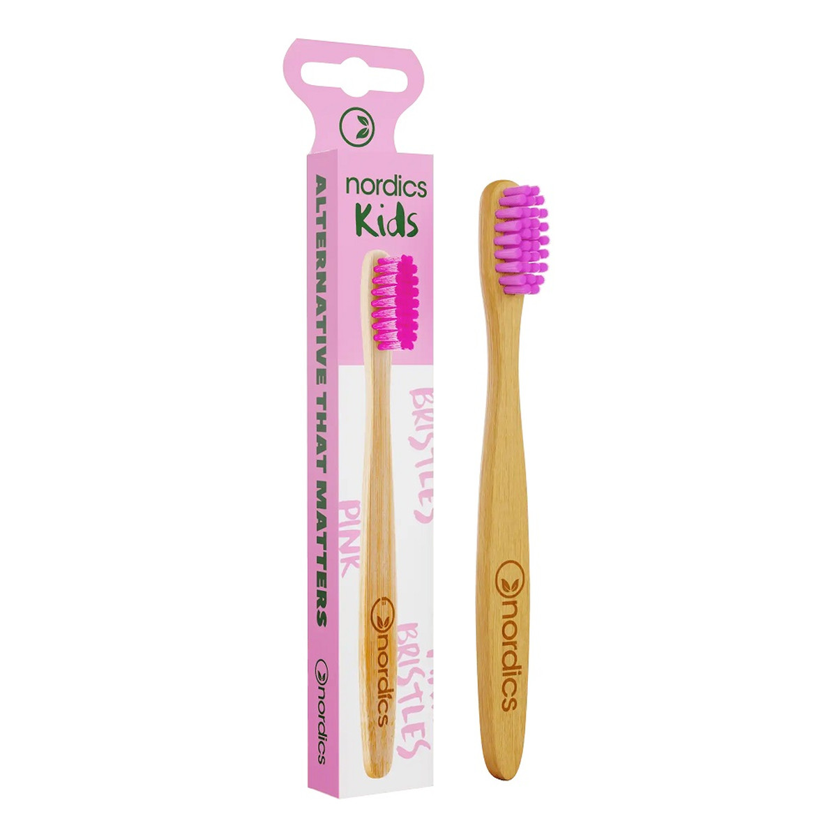 Nordics Kids bamboo toothbrush bambusowa szczoteczka do zębów dla dzieci pink