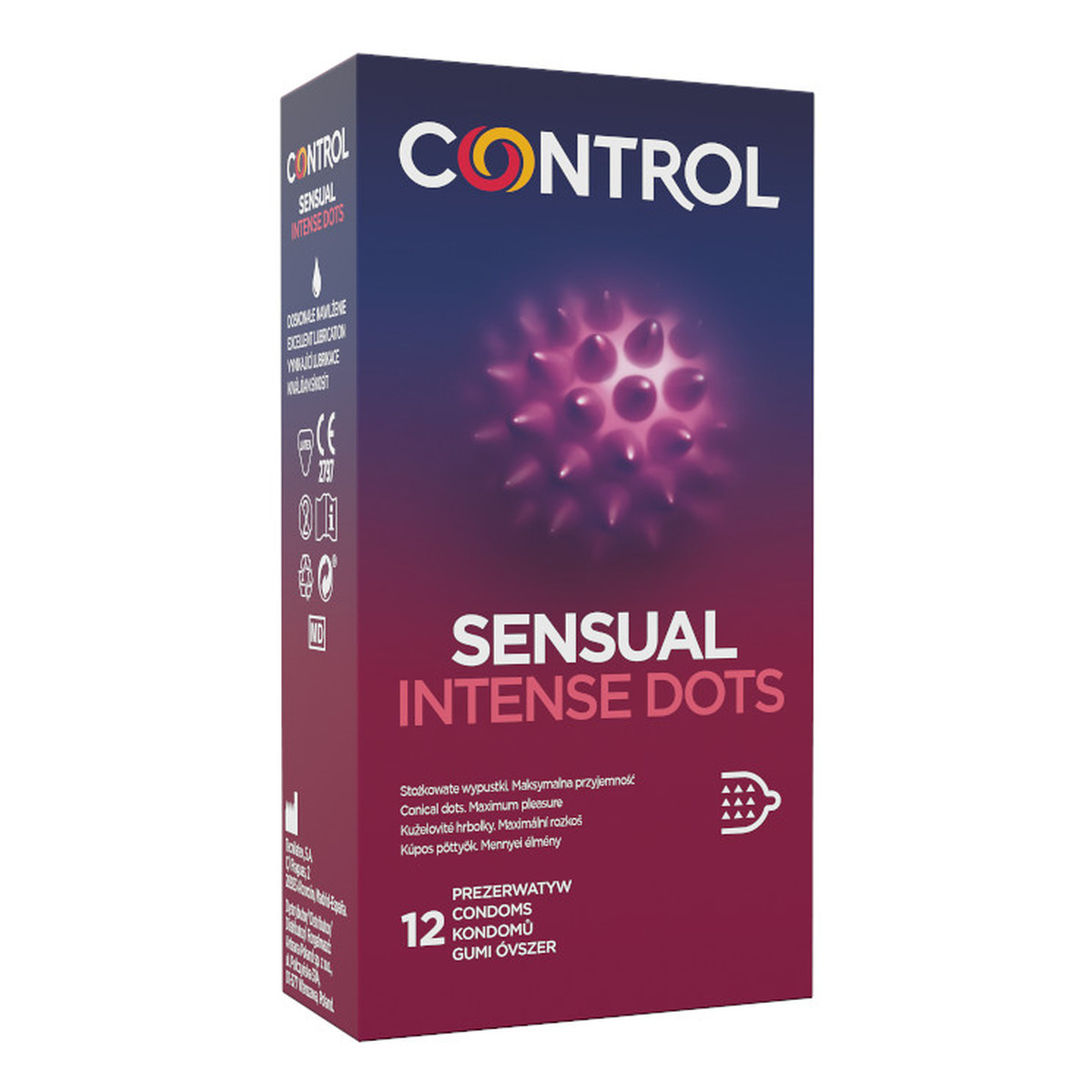 Control Sensual intense dots prezerwatywy ze stożkowatymi wypustkami 12szt.