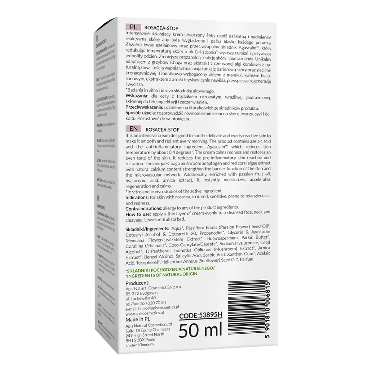 Apis Rosacea-Stop Krem kojący na noc do cery z trądzikiem różowatym i wrażliwej 50ml