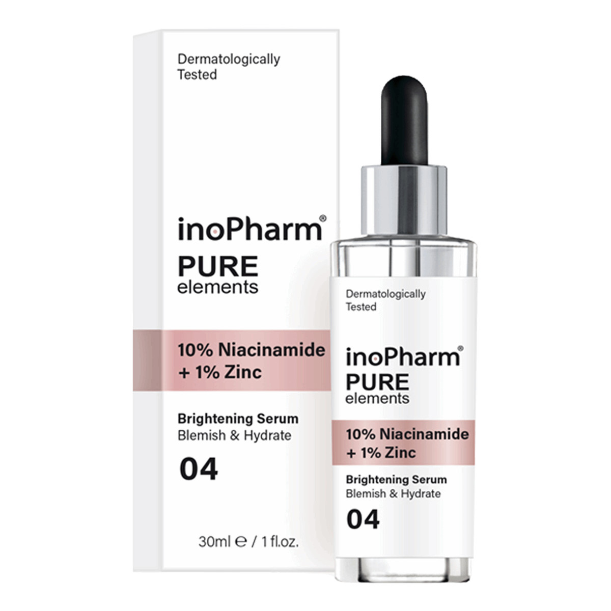 InoPharm PURE elements Serum do twarzy z 10% niacynamidem i 1% cynkiem 30ml