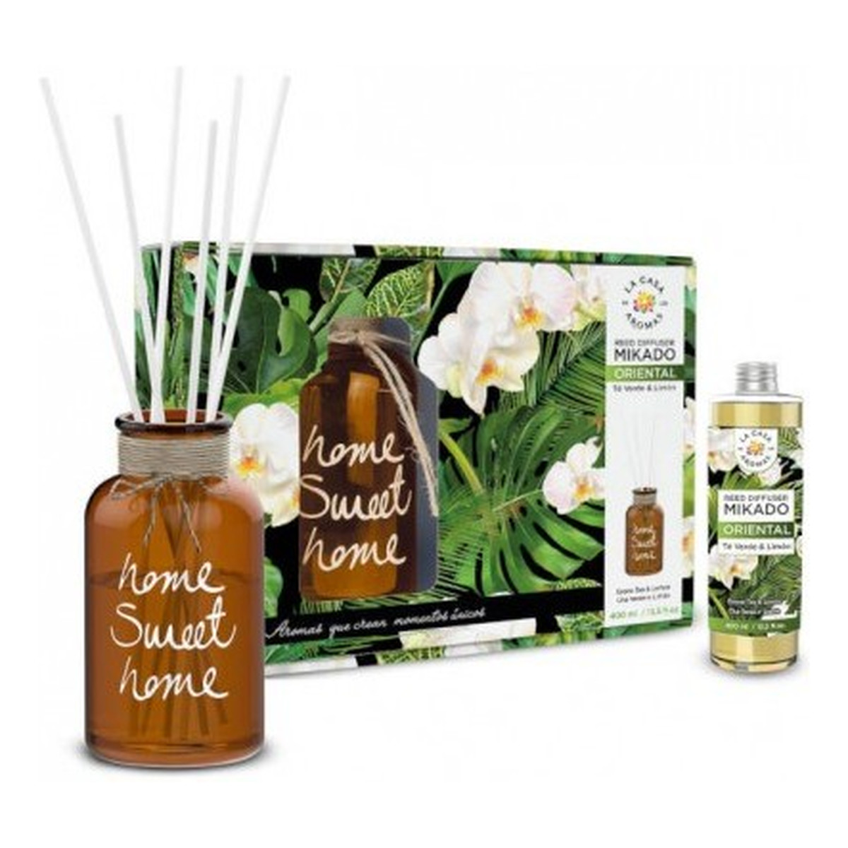 La Casa De Los Aromas Sweet Home Zestaw patyczki zapachowe + wazon zielona herbata & limonka 400ml