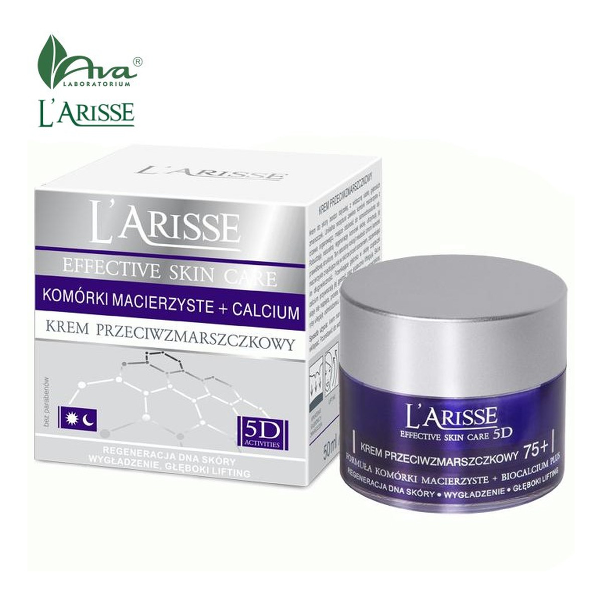 Ava Laboratorium L'ARISSE Krem przeciwzmarszczkowy 75+ formuła komórki macierzyste + bioCalcium Plus 5D 50ml