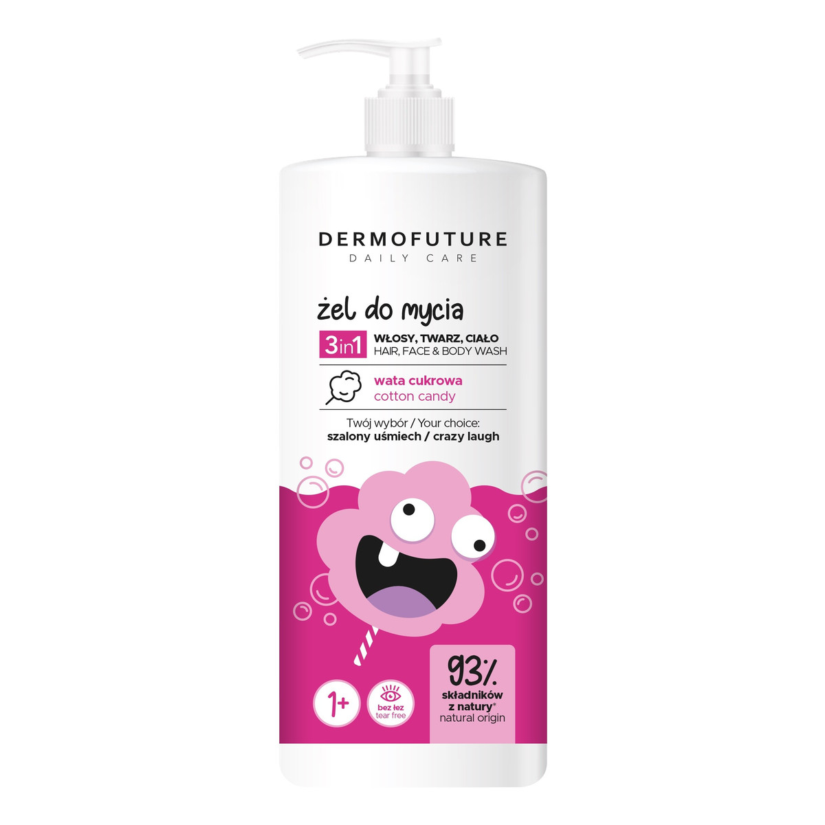 DermoFuture Daily Care Kids Żel 3in1 do mycia twarzy,ciała i włosów Wata Cukrowa 500ml