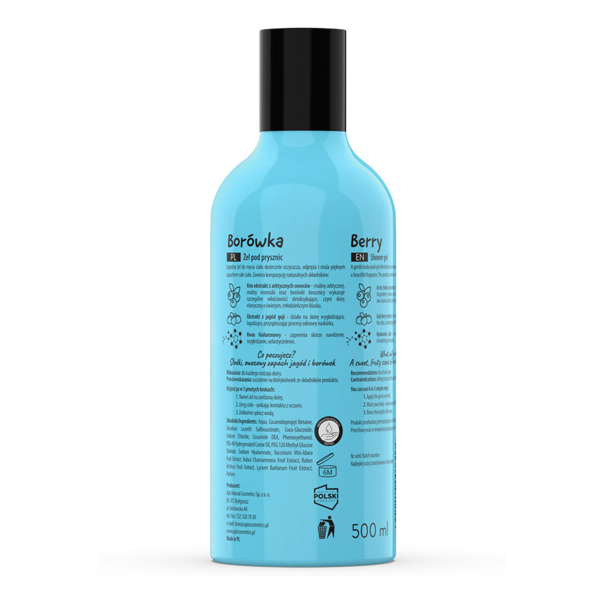 Apis Fruit Shot Żel pod prysznic 500ml + Krem łagodzący 2x 50ml Borówka