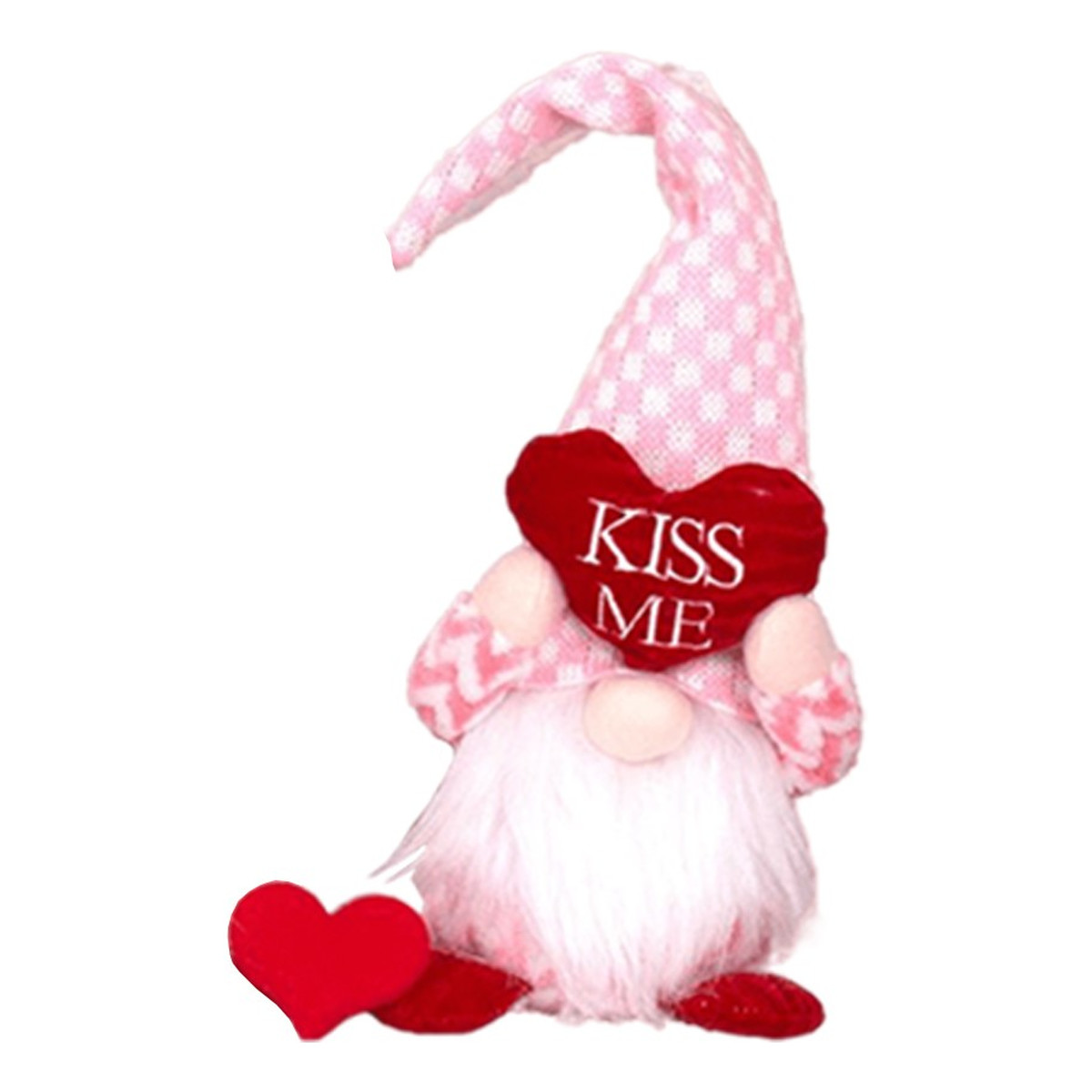 Ecarla Maskotka krasnal siedzący "kiss me"-różowa pepitka 1szt