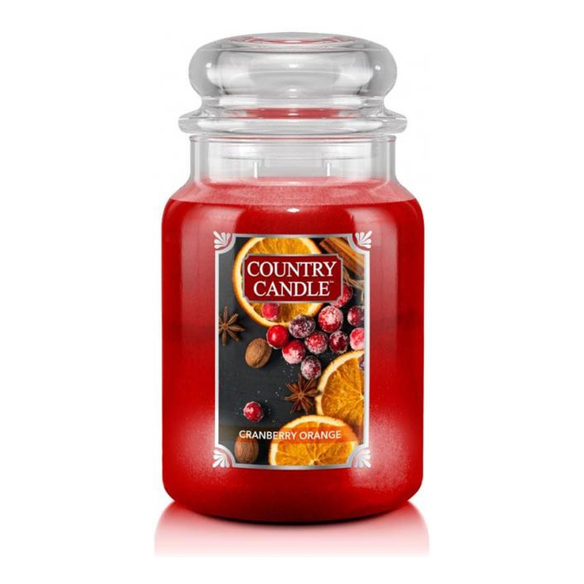 Country Candle Duża świeca zapachowa z dwoma knotami cranberry orange 680g