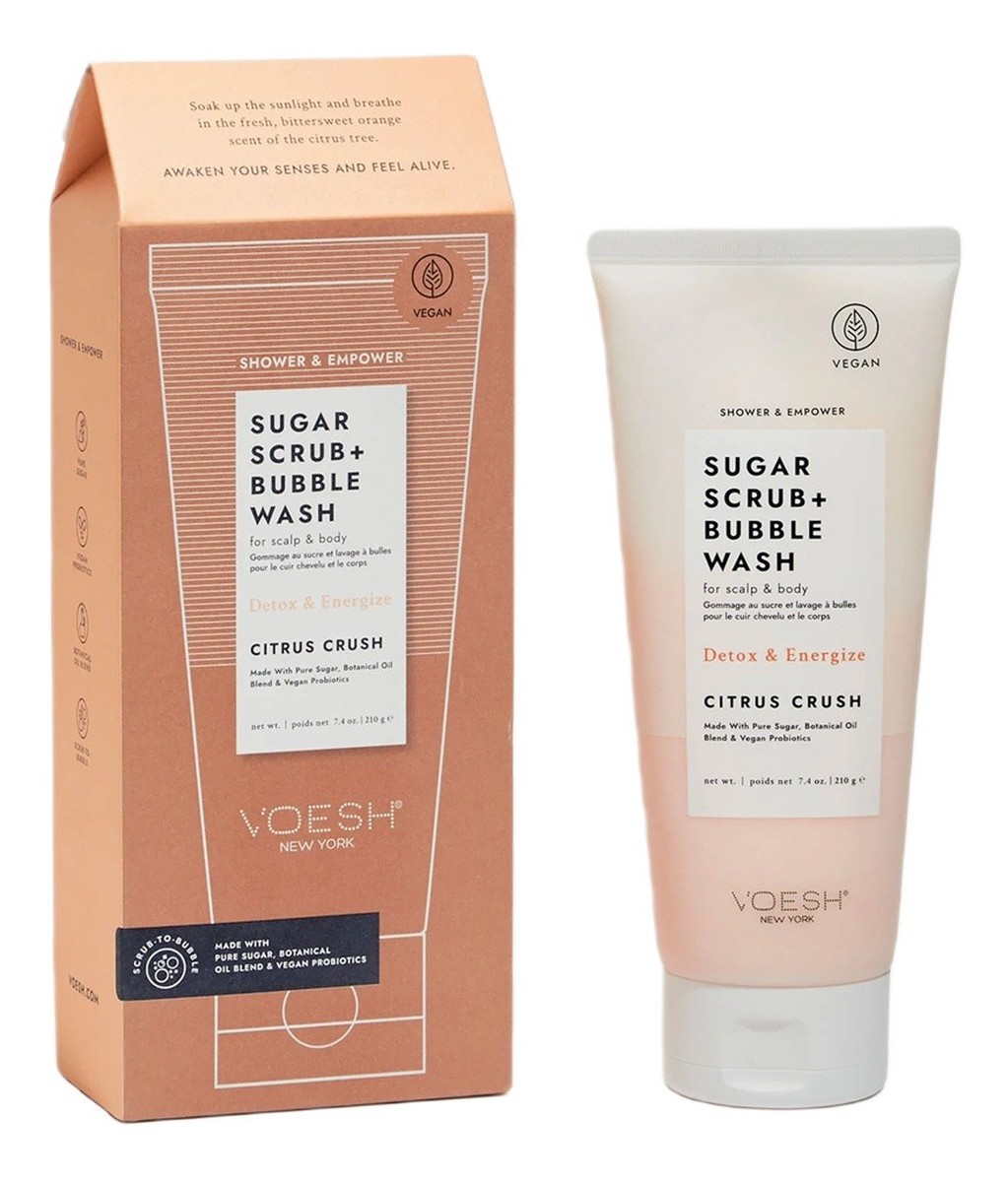 Sugar scrub + bubble wash cukrowy peeling myjący do ciała i skóry głowy citrus crush 210g
