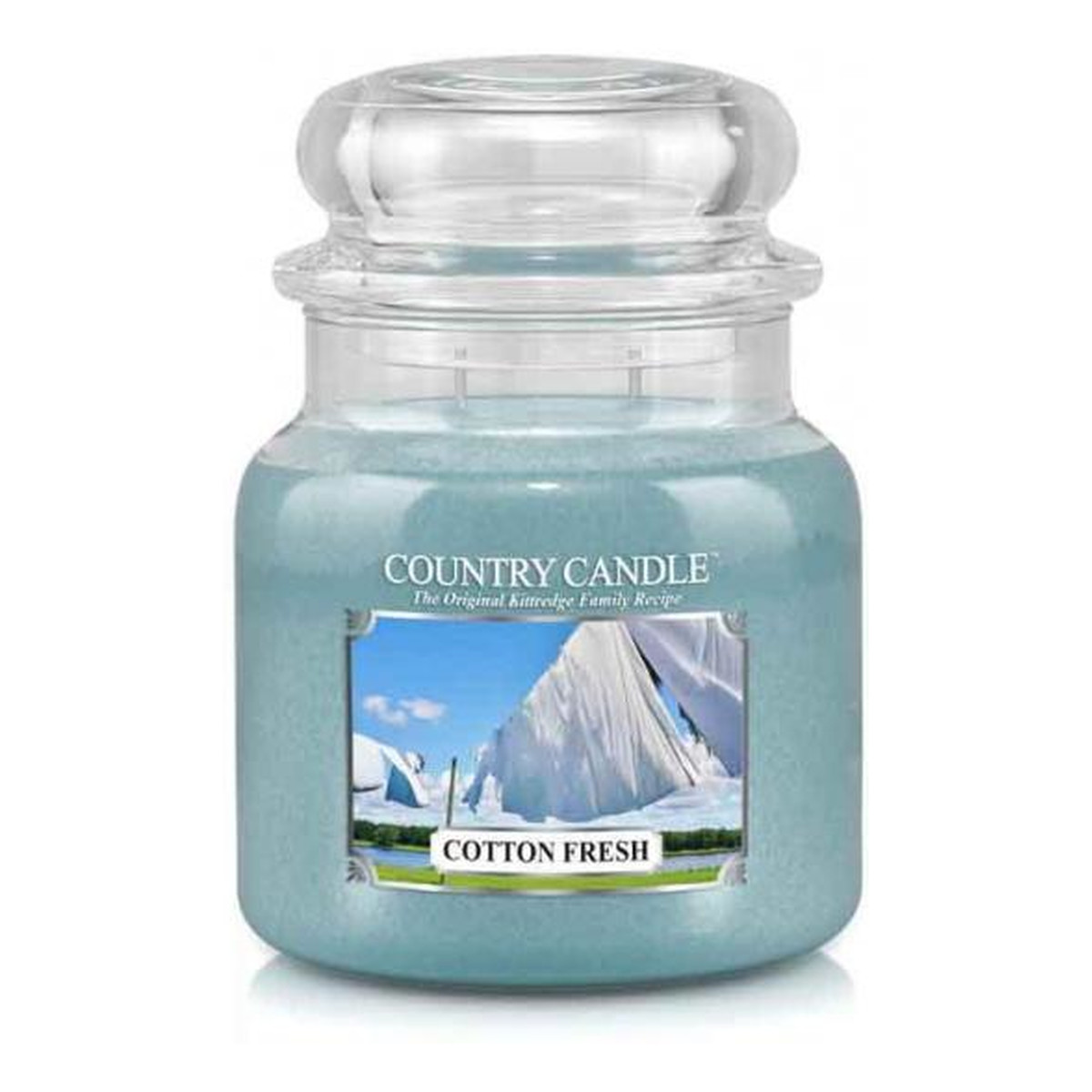 Country Candle Średnia świeca zapachowa z dwoma knotami cotton fresh 453g