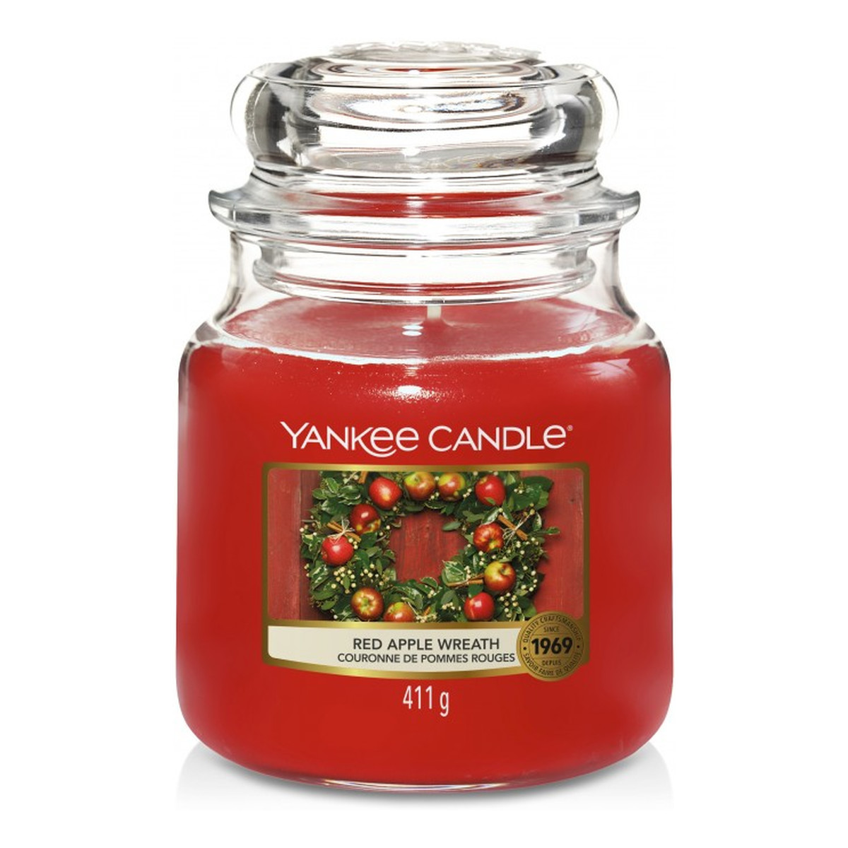 Yankee Candle Świeca zapachowa średni słój red apple wreath 411g