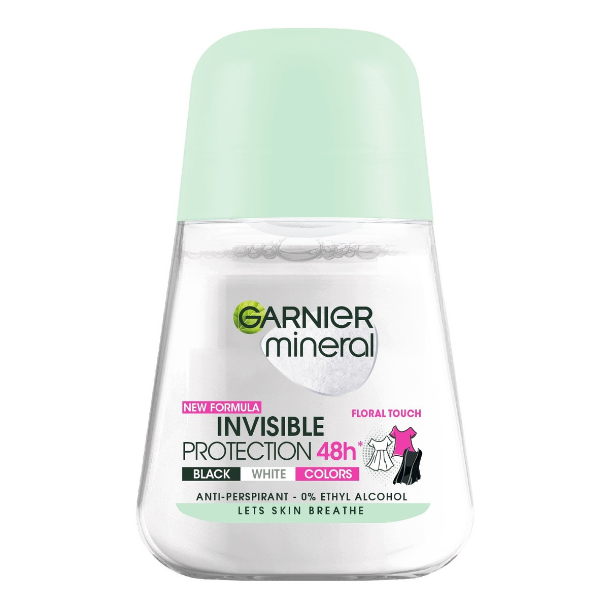 Garnier Mineral Dezodorant roll-on Invisible Protection 48h Floral Touch Black White Colors 50ml
