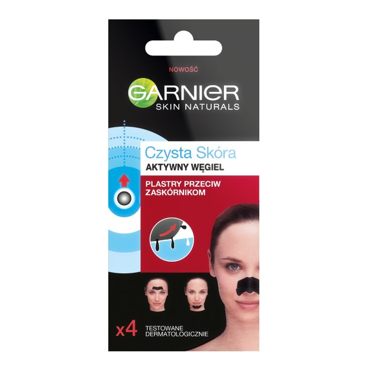 Garnier Skin Naturals Plastry przeciw zaskórnikom z aktywnym węglem 4 szt.