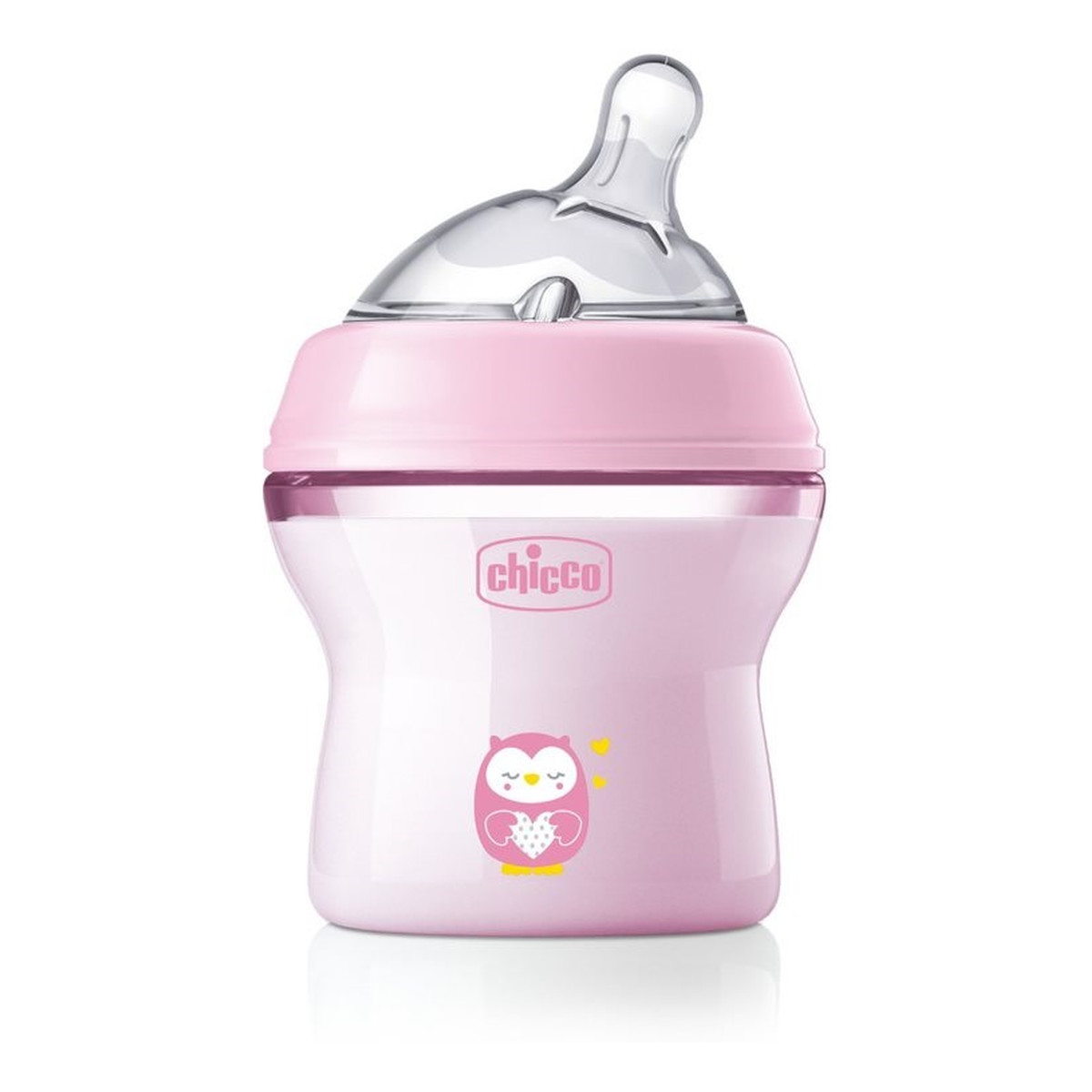 Chicco NaturalFeeling butelka plastikowa ze smoczkiem silikonowym przepływ wolny 0m+ Różowa 150ml
