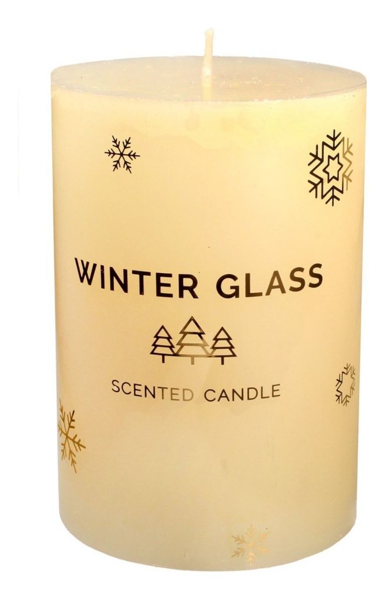 Boże Narodzenie Świeca zapachowa Winter Glass kremowa - walec średni