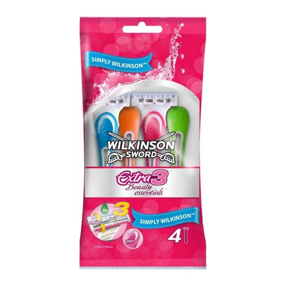 Wilkinson Extra3 beauty essentials jednorazowe maszynki do golenia dla kobiet 4szt