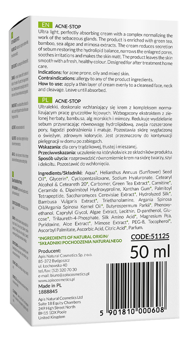 lekki krem normalizujący antytrądzikowy z zieloną herbatą