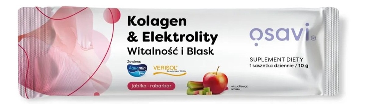 Kolagen elektrolity witalność i blask suplement diety jabłko rabarbar